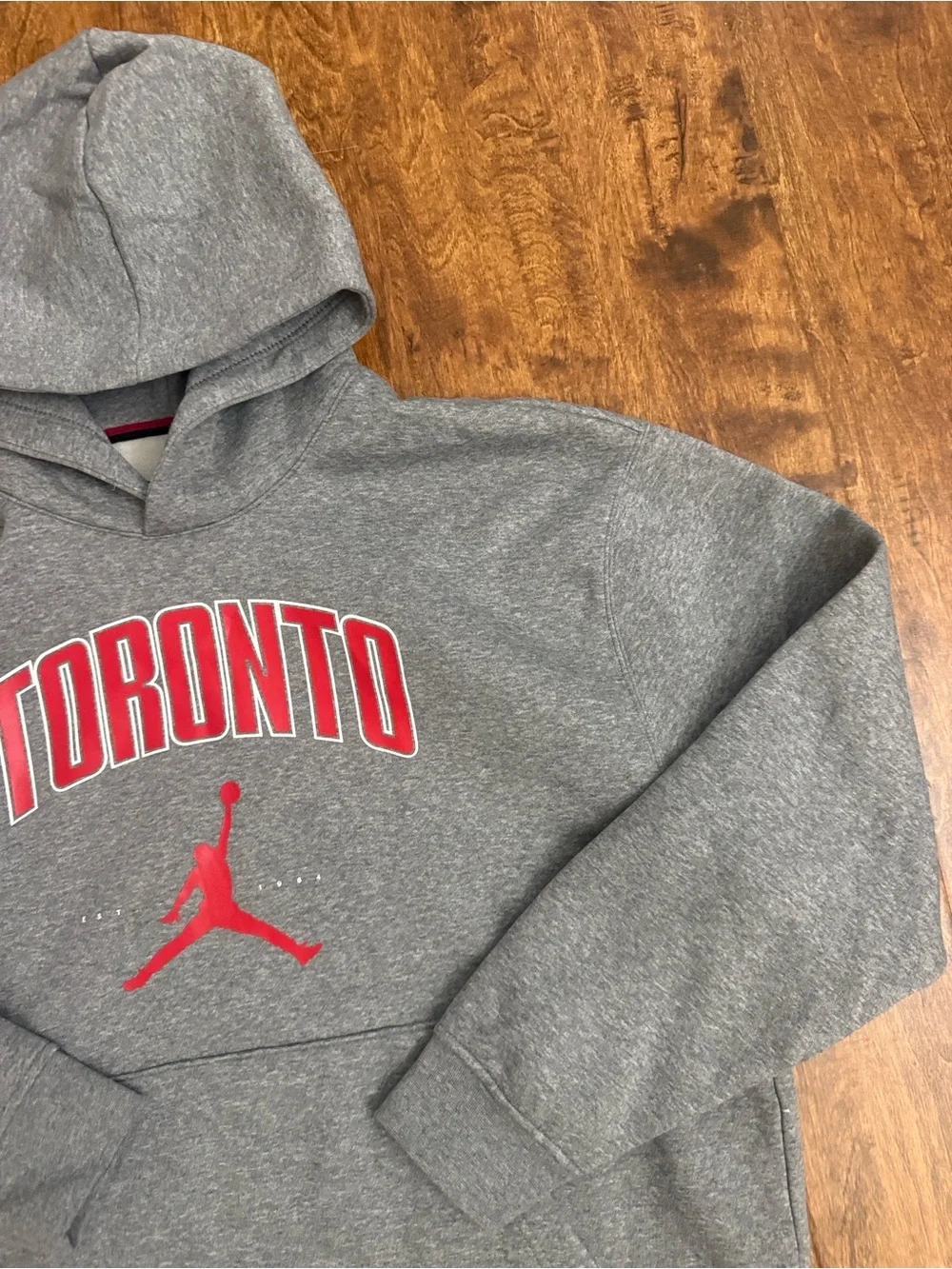 Jordan Toronto Grey Pullover Hoodie with Red Logo